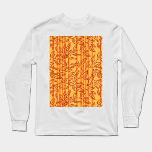 Minimalist Leaf Line Art Illustration as a Seamless Surface Pattern Design Long Sleeve T-Shirt